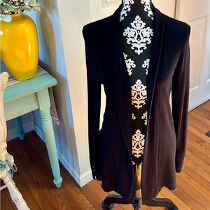 WHBM White House Black Market Womens Sz M Black Long Sleeve Open Knit Cardigan